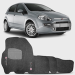 Jogo de Tapete Fiat Punto 2013 2014 2015 2016 Carpete Grafite com Grafia Bordada 5 Peças