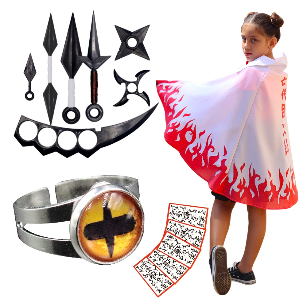 FANTASIA ROUPA NARUTO HOKAGE CAPA INFANTIL COSPLAY