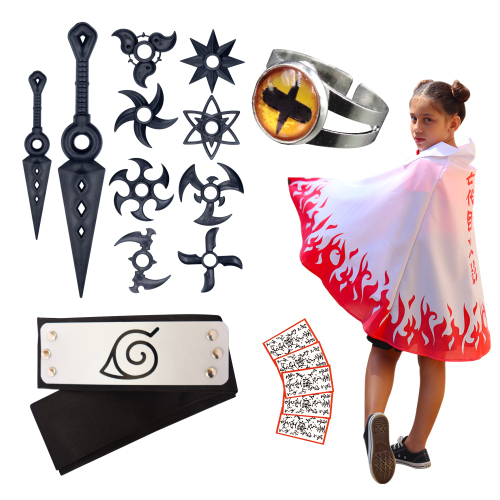 Combo Manto Akatsuki Nuvem Vermelha Naruto Shippuden Com Bandana Da Folha  Cosplay Ninja