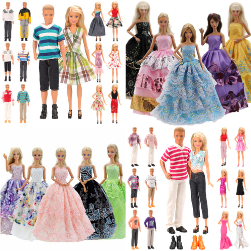 Kit para Bonecas Barbie e Ken - Conjunto de Roupas e Sapatos no Shoptime