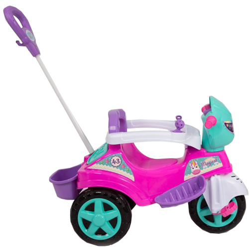 Triciclo Infantil com Empurrador - Triciclo Baby City - Rosa - Maral -  superlegalbrinquedos