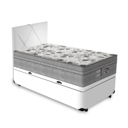 Cama Box Baú + Cabeceira Provença e Colchão Solteiro - Probel - Evolution - 88x188x74cm Branco Menor preço em Cama Box Baú + Cabeceira Provença e Colchão Solteiro - Probel - Evolution - 88x188x74cm Branco