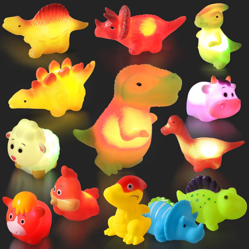 monster Accidentally Logically 17 pacotes acendem brinquedos de banho de bebê para crianças 1-3, piscando  a cor mudando luz na água, baby banheira de borracha dinossauros brinquedos  para 1 2 3 4 5 meninas 5