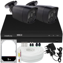 Kit Dvr Intelbras 4 Canais H.265 1tb 2 Câmeras Preta Full Hd Menor preço em Kit Dvr Intelbras 4 Canais H.265 1tb 2 Câmeras Preta Full Hd