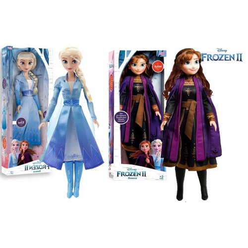 Kit Boneca Elsa e Anna Frozen Gigante 55cm Articulada Realista