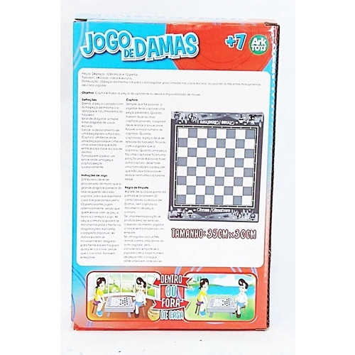 Jogo De Damas 24 Peças + Tabuleiro 35cmx30cm em Promoção na Americanas