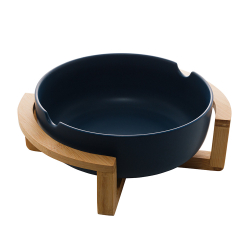 Saladeira Porcelana Matt c/ Suporte Madeira Bon Gourmet Azul é boa?