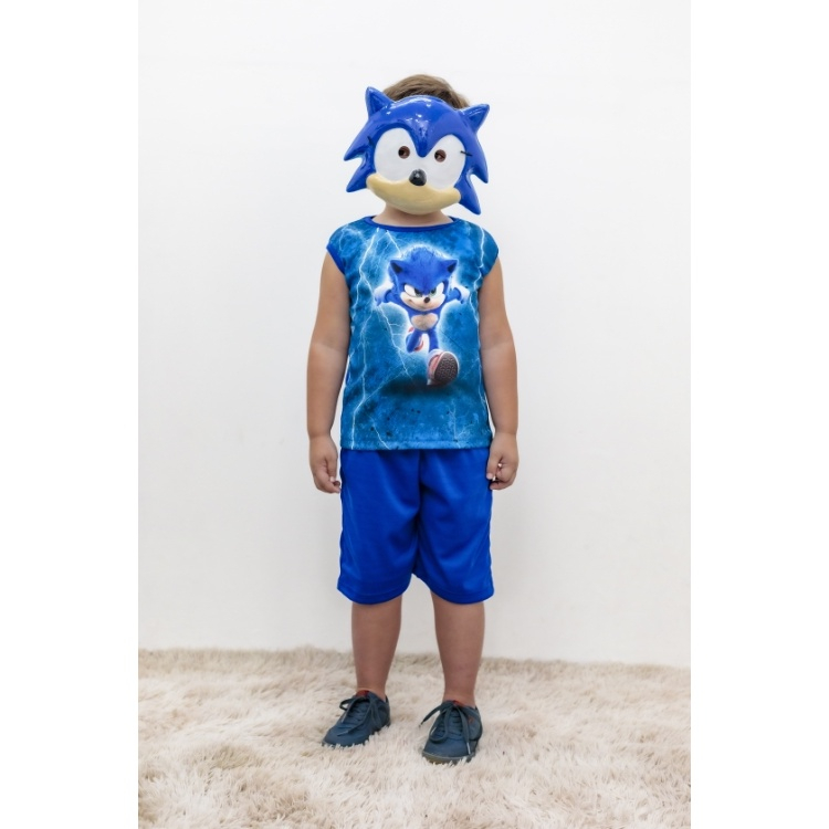 Fantasia Sonic Infantil Com Mascara