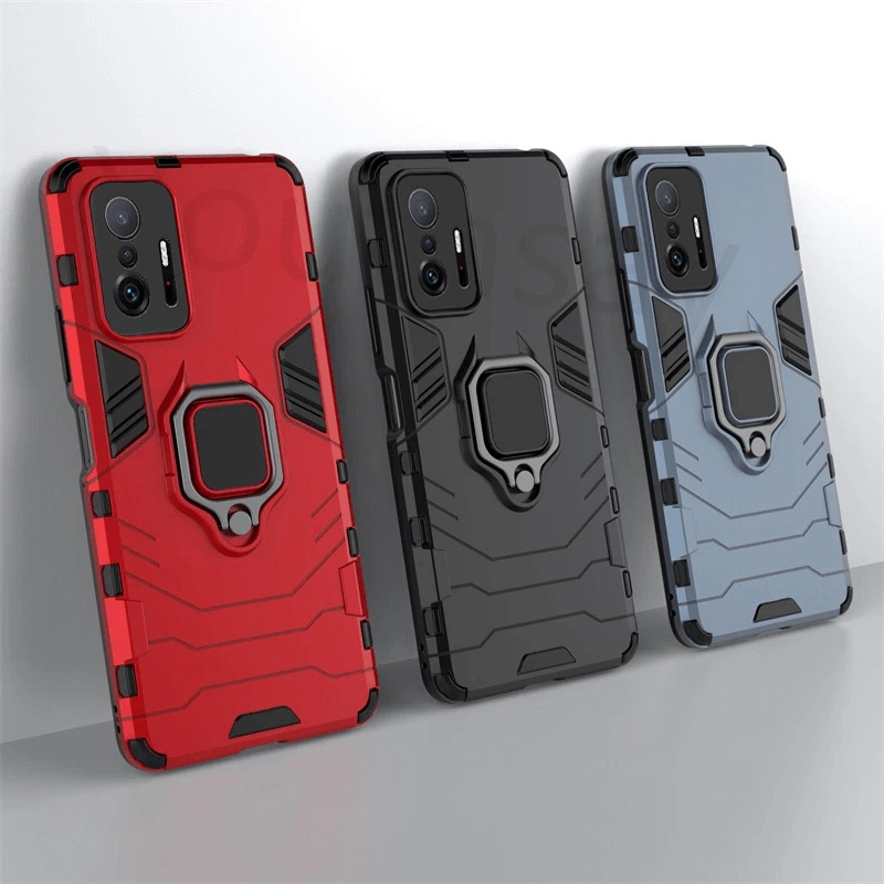 Capa Flexível Transparente Anti-Impacto Com Anel Para Xiaomi Mi 11T Pro 10T  11 Lite Redmi Note 10 11 10 9 - Escorrega o Preço