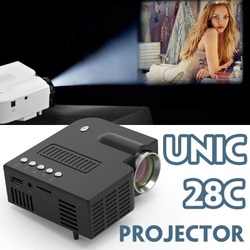 Projetor lcd portátil unic 28 + Compatível com a mesma tela 1080p hdmi vga USB sd Card - Preto é boa?
