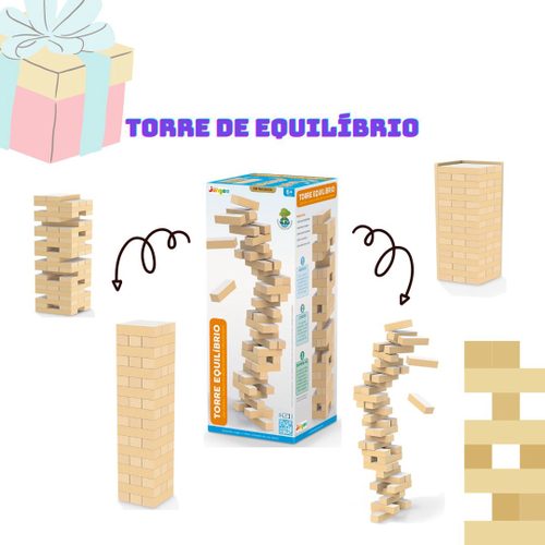 Jogo Torre Equilíbrio Jenga 54 Peças Madeira Junges - Loja Zuza Brinquedos