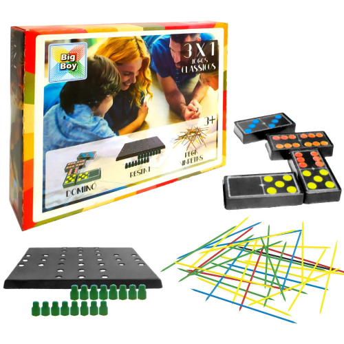 Kit Jogo De Damas + Baralho Duplo + Dominó Plástico 3 Em 1