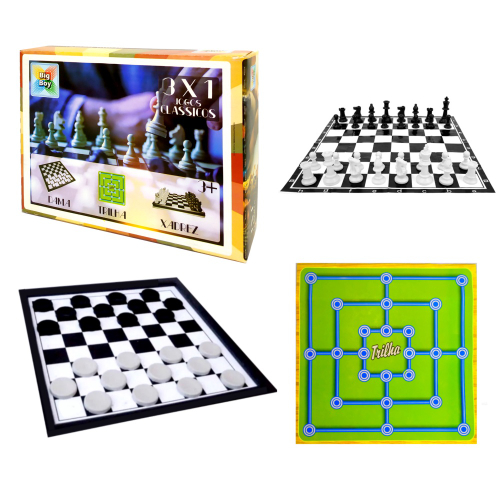 Conjunto Jogos 3x1 Dama Ludo Jogo Da Velha Kit Tabuleiros