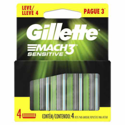 Gillette Carga Mach3 Sensitive Leve 4 Pague 3 Menor preço em Gillette Carga Mach3 Sensitive Leve 4 Pague 3
