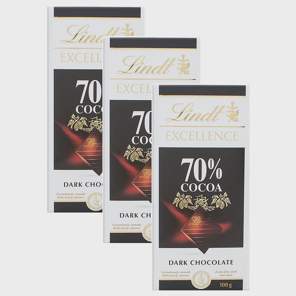 Chocolate Lindt Excellence 70% Cocoa Dark Com 100g Kit Com Três ...