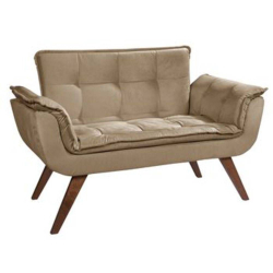 Namoradeira Opalla Suede Marrom Claro Capuccino Menor preço em Namoradeira Opalla Suede Marrom Claro Capuccino