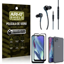 Kit Moto G50 5G Fone Extreme + Capa Anti Impacto + Película Vidro 3D - Armyshield Menor preço em Kit Moto G50 5G Fone Extreme + Capa Anti Impacto + Película Vidro 3D - Armyshield
