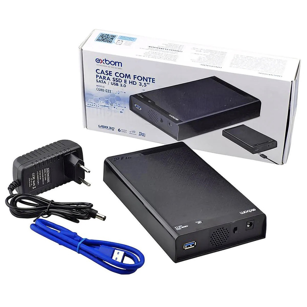 Case para hd externo 3 5 sata 3 usb 3 0 6 gbps com fonte em promo o