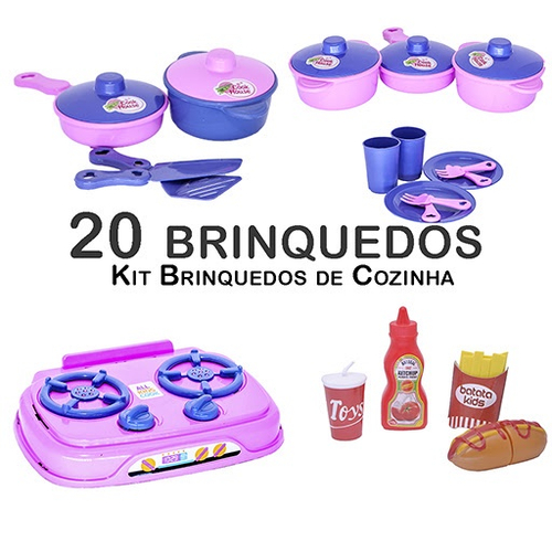 Kit Cozinha Infantil Fogão Jogo de Panela Comida Prato 20pç em Promoção na  Americanas