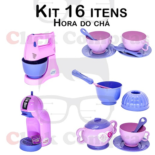 Kit Jogo de Cozinha Brinquedo Infantil Hora do Café Chá Conjunto