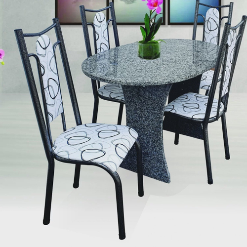 Conjunto de Mesa com 4 Cadeiras Poltronas Plásticas Bela Vista Azul MOR