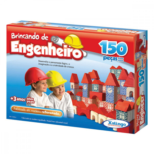 Brincando de Engenheiro c/ 53 peças Jogo de Blocos de Montar em Madeira -  Brinquedo Educativo em Promoção na Americanas