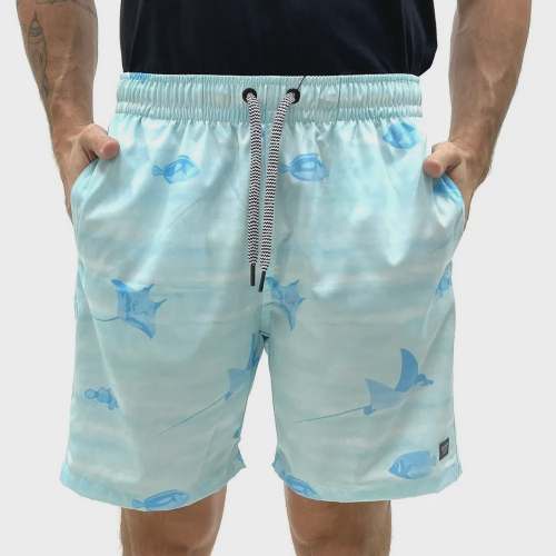 short tactel masculino estampado plus size