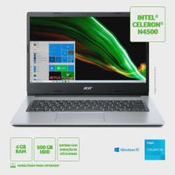 Notebook acer A314-35-C236 intel celeron N4500/4GB/SSD240GB/14/W.10/PTA Menor preço em Notebook acer A314-35-C236 intel celeron N4500/4GB/SSD240GB/14/W.10/PTA