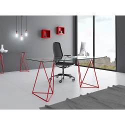 Escrivaninha de Vidro Bela Vista Cavalete Base Ferro Vermelho é boa?