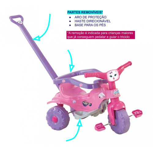 Triciclo Velotrol Infantil Bebe Motoca - Rosa + Empurrador na Americanas  Empresas