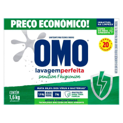 Sabão em Pó Omo Lavagem Perfeita, Sanitiza e Higieniza, 1,6kg - Embalagem com 9 Unidades Menor preço em Sabão em Pó Omo Lavagem Perfeita, Sanitiza e Higieniza, 1,6kg - Embalagem com 9 Unidades
