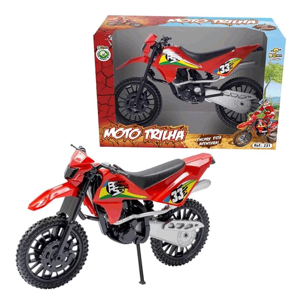 Brinquedo Infantil Moto De Trilha Na Caixa Vermelha Bs Toys