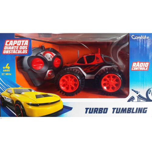 Carrinho controle remoto hot wheels turbo tumbling candide