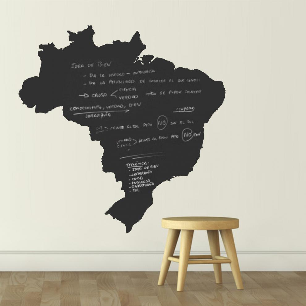 Adesivo De Parede Lousa Quadro Negro Mapa Do Brasil Colou T Colado Em