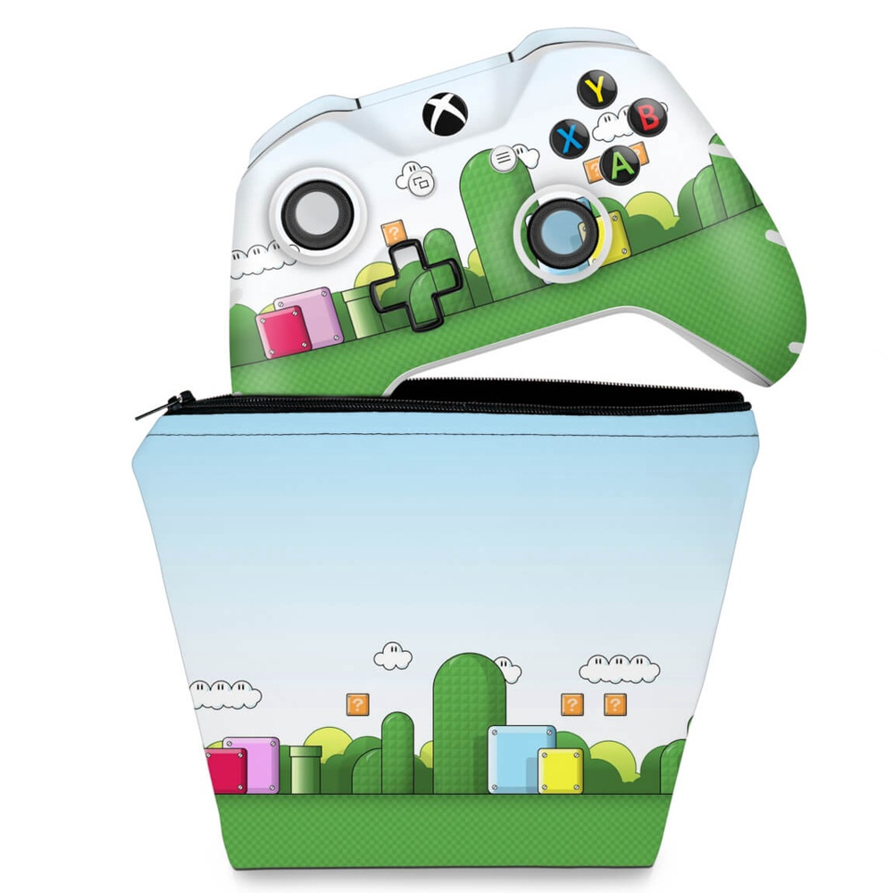 Capa Case E Skin Adesivo Xbox One Slim X Controle Super Mario Submarino