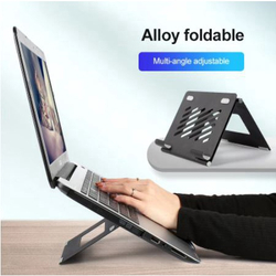 Suporte Alumínio Dobrável E Portátil Para Notebook Macbook Tablet Ergonômico Regulável de Mesa Preto Menor preço em Suporte Alumínio Dobrável E Portátil Para Notebook Macbook Tablet Ergonômico Regulável de Mesa Preto