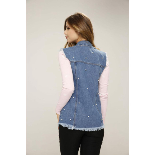 Customizar colete jeans com perola cheap