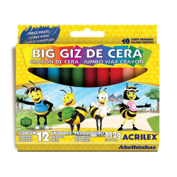Big Giz de Cera Escolar Jumbo 12 Cores Acrilex Desenho Cores Menor preço em Big Giz de Cera Escolar Jumbo 12 Cores Acrilex Desenho Cores