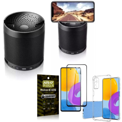 Kit Samsung M52 5G Som Bluetooth Potente Q3 + Capinha + Película 3D - Armyshield Menor preço em Kit Samsung M52 5G Som Bluetooth Potente Q3 + Capinha + Película 3D - Armyshield