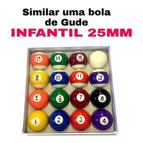 Jogo De Bolas De Bilhar Sinuca 50mm + Branca De 54mm no Shoptime