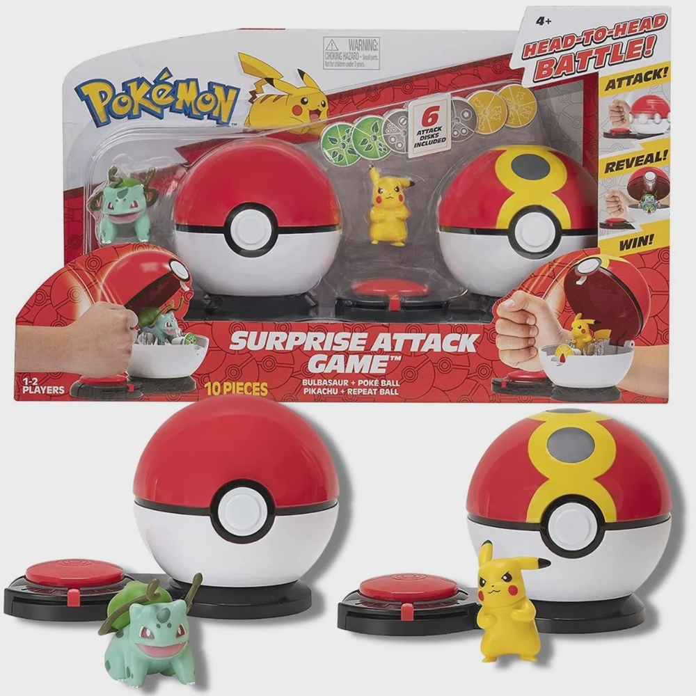 Brinquedo Pokebola Pokémon Pikachu Bulbasaur Ataque Surpresa em