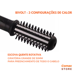Escova Secadora e Alisadora Rotativa 360 Profissional Para Cabelo Bivolt com 3 Opções de Calor Menor preço em Escova Secadora e Alisadora Rotativa 360 Profissional Para Cabelo Bivolt com 3 Opções de Calor
