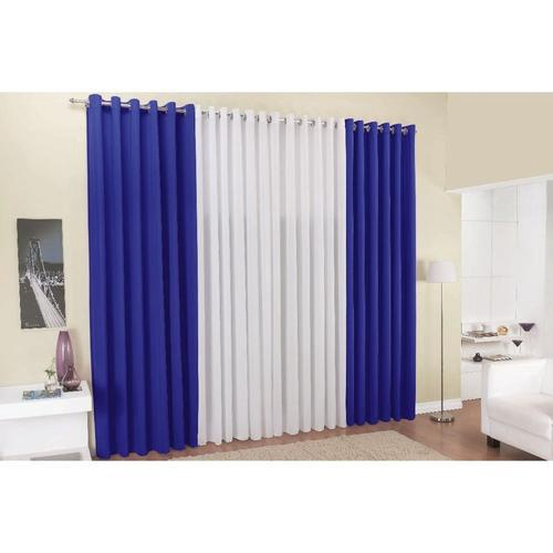 Cortina 2.00m x 1.70m Sala Quarto Oxford com Voil Xadrez Royale - Azul  Royal em Promoção na Americanas