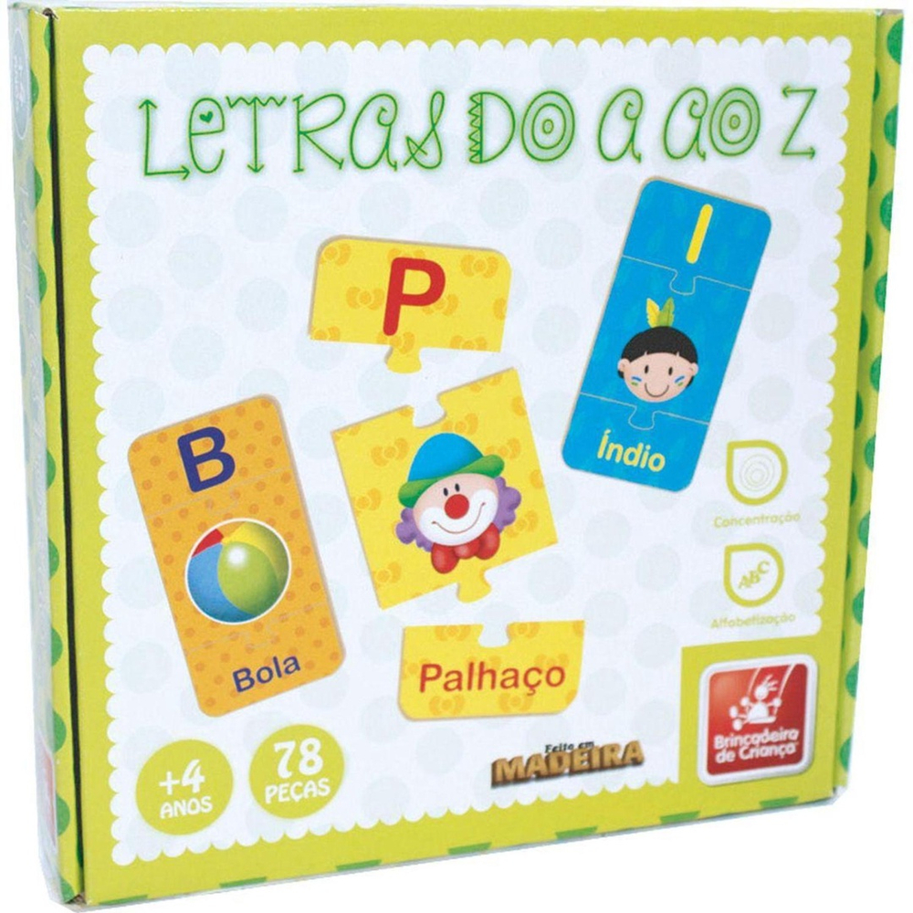 Letras e Figuras - Alfabetização - Jogo Pedagógico de Madeira 78 Peças no  Shoptime