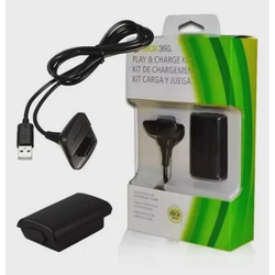 Kit Bateria Para Controle Xbox 360 + Cabo Carregador Original Preto Menor preço em Kit Bateria Para Controle Xbox 360 + Cabo Carregador Original Preto