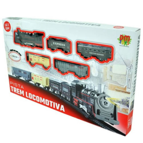 Locomotiva Trem Grande Trilhos 5 Vagões Brinquedo Infantil no Shoptime