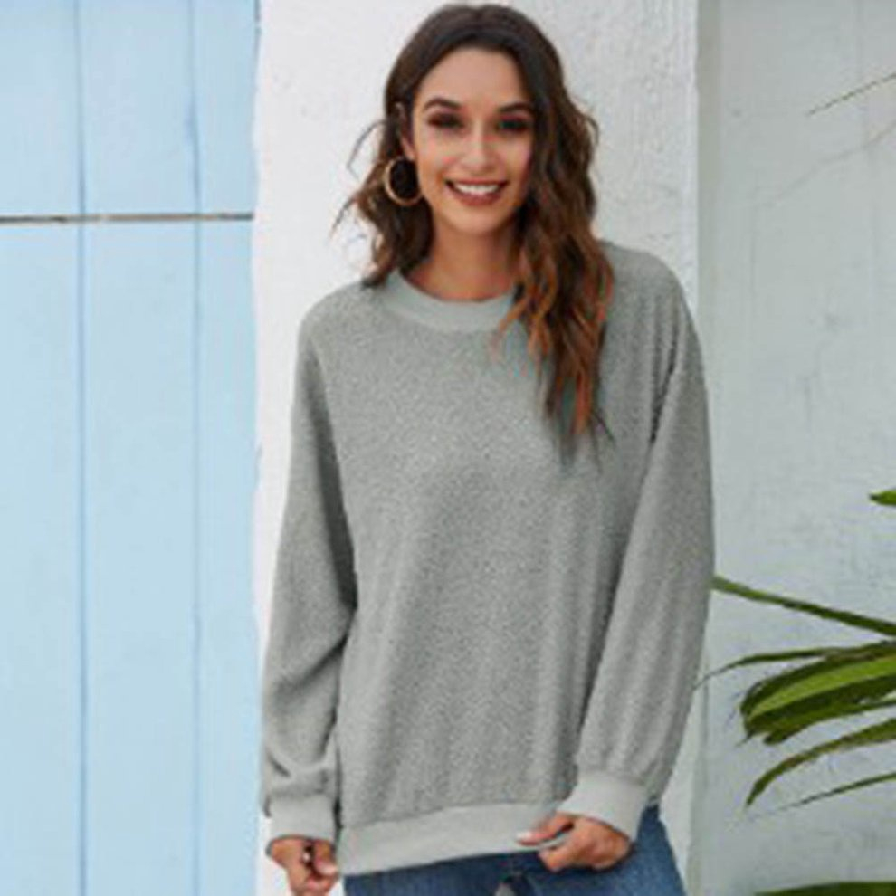 Camisola De Cor Pura Em Torno Do Pesco O Casual Solto De Mangas Compridas Camisola Moda Mulheres Em Promocao Ofertas Na Americanas