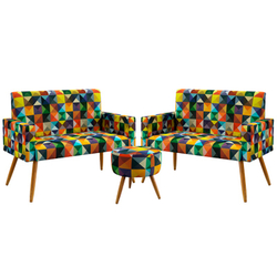 Kit 2 Poltronas Namoradeira Vega e Puff Solar Suede Estampado Colorido Aradecor é boa?