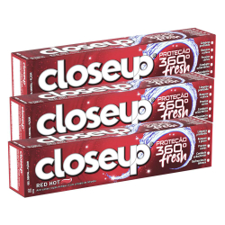 Kit com 3 Creme Dental em Gel Closeup Proteção 360º Fresh Red Hot 90g é boa?