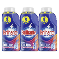 Kit com 3 Refis Sabão Líquido Concentrado Brilhante Limpeza Total 500ml Menor preço em Kit com 3 Refis Sabão Líquido Concentrado Brilhante Limpeza Total 500ml